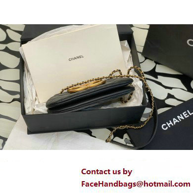 Chanel Lambskin  &  Gold-Tone Metal Small Messenger Bag AS4609 Black 2024